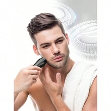 迷你便攜旅行剃鬍刀,男士剃鬍,修剪身體毛髮,旋轉防水可充電電動剃刀 - 黑色 - 查看 3