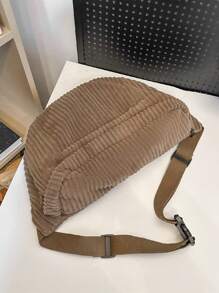 時尚簡約大容量鍵釦灯芯绒胸包/腰包/肩包,適用於通勤、學習、商務出差、旅行等情況。褲袋胸包斜挎包書包男士情人節禮物 - 棕色 - 查看 3