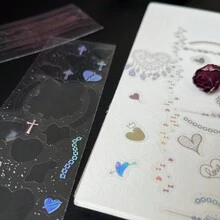 3 Sheets/Pack Vintage Chain Design Pet Stickers In Heart Theme With Embossed Detail For Scrapbooking And Journal Decoration - Multicolor - View 1