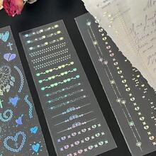 3 Sheets/Pack Vintage Chain Design Pet Stickers In Heart Theme With Embossed Detail For Scrapbooking And Journal Decoration - Multicolor - View 5