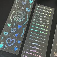 3 Sheets/Pack Vintage Chain Design Pet Stickers In Heart Theme With Embossed Detail For Scrapbooking And Journal Decoration - Multicolor - View 6