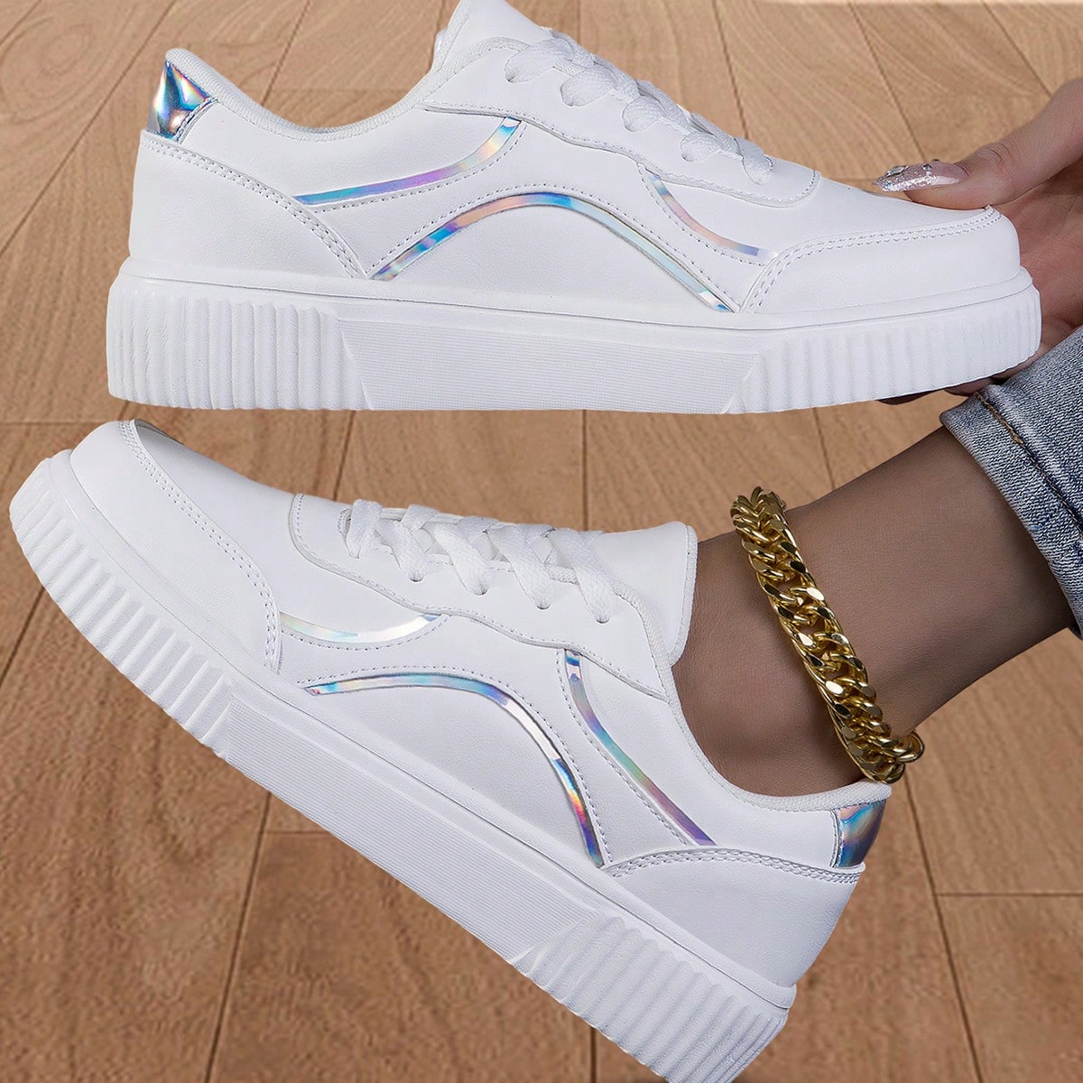 Zapatos casuales de mujer de nueva moda, transpirables. Zapatos deportivos con suela gruesa, versátiles, planos, cómodos, de suela blanda, resistent