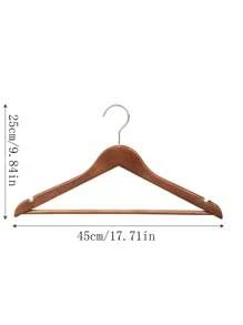 1pc, 5pcs, Solid Wood Hangers Household Hanging Clothes Wide Strap Wooden Non-Trace Anti-Slip Anti-Shoulder Corner Wardrobe Clothing Store Clothes Brace - Coffee Brown - View 2