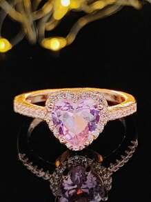 MOONSO 2023 Heart Shape Pink Silver Color Cute Fashion Big Size Promise Ring For Women Girl Party Gift Finger Free Shipping Items Korean R1707