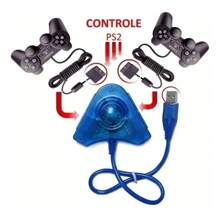 Adaptador Usb Duplo Controles Ps2 E Ps1 Para Pc Ps3 Notebook - Azul - Visão 3