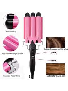 3桶家用電動捲髮棒，韓式大波浪捲髮棒 - 黑色 - 查看 7