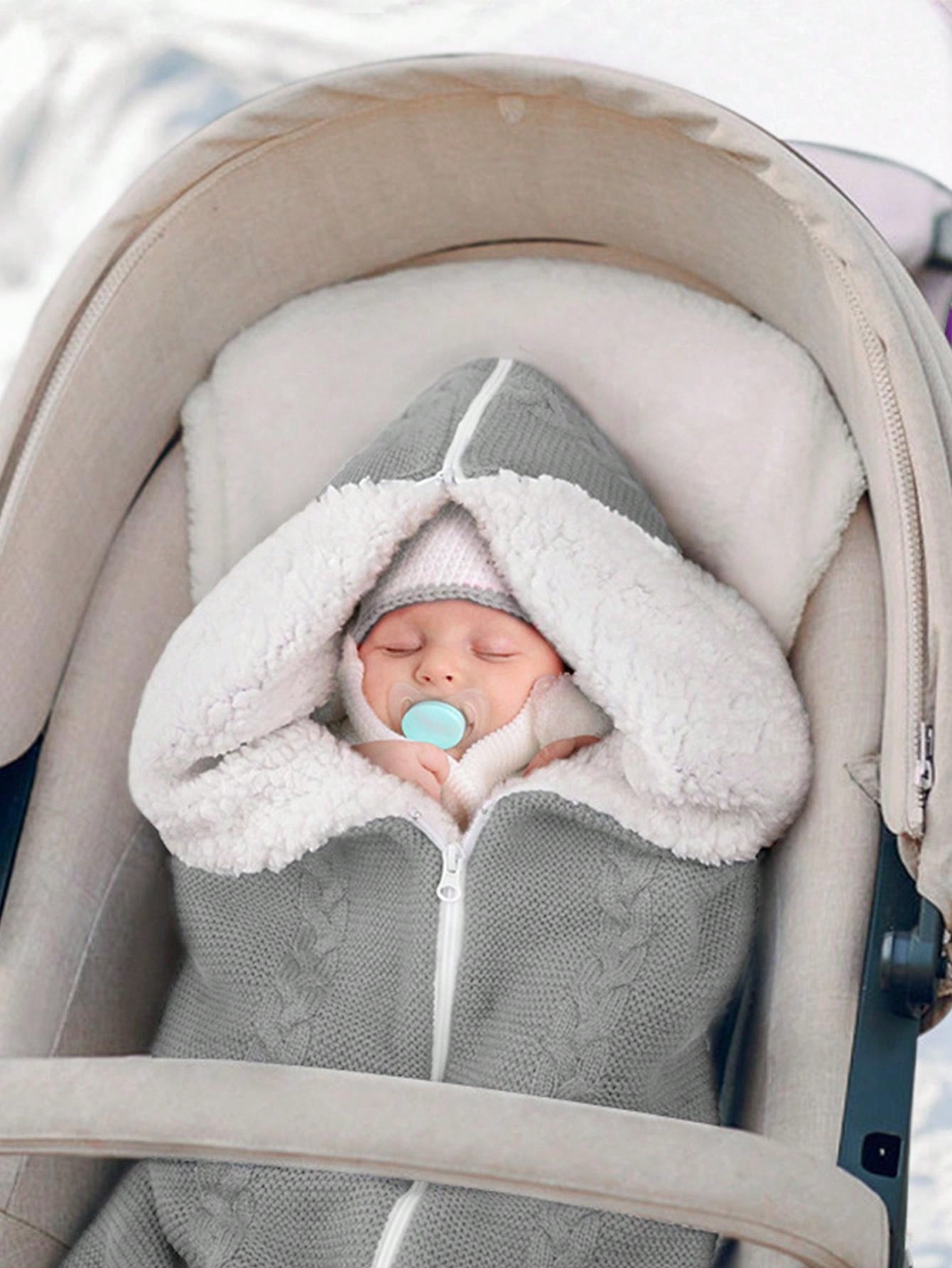 Wool Knitted & Fleece Lined Sleeping Bag For Baby Outdoor Stroller