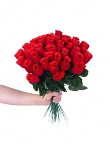10/5入組紅色人造玫瑰花束,逼真的單支假絲綢玫瑰花束,婚禮備用紅玫瑰,家居裝飾人造絲花,婚禮用品新年裝飾情人節禮物,適用於婚禮晚會中心點裝飾,新娘花束,家居裝飾。 - 紅色 - 查看 3