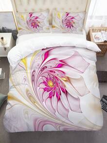 3入組,現代時尚風格的被套,色彩繽紛的異國花卉印花床上用品套裝,柔軟舒適的被套,適用於臥室、客房（1*被套 + 2*枕套,不含被芯） - 彩色 - 查看 6