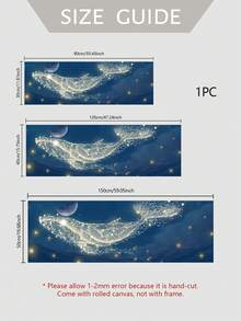 1pc Starry Whale Wall Art For Living Room, Modern Luxury Bedroom Head Decor Painting, Frameless - Multicolor - View 5