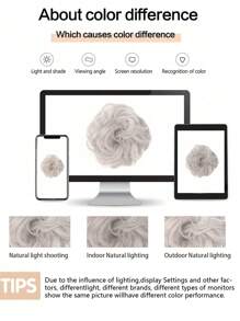 Messy Bun Hair Curls Synthetic Wavy Bun Ponytail Hair Extensions Thick Updo Bun Women Girls 6 Inch, Pale Grayish Brown And Bleached Blonde Suitable For Various Occasions Including Music Festivals, Parties, Cosplayholidays And All Seasons