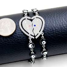 男女拼圖心型配對手鍊,適合他和她的 His Crazy & Her Weirdo 手鍊 - His Crazy & Her Weirdo - 查看 5