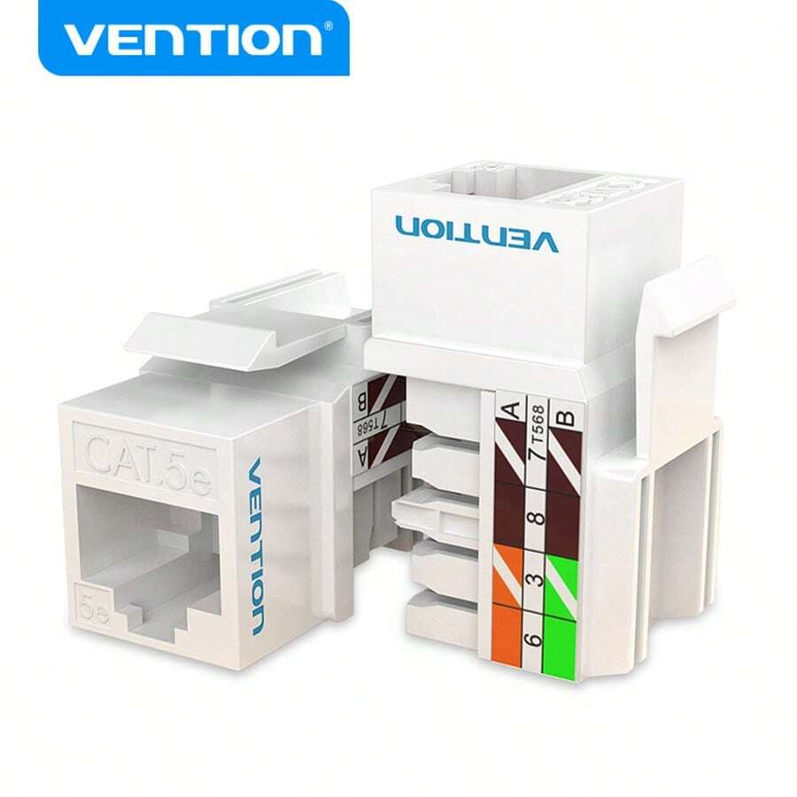 VENTION Cat5e RJ45 90° Angled Keystone Ethernet Wall Jack Punch Down UTP 90 180 Degree Keystone Jack Adapter - White - View 1