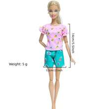 1套時尚多色系波點裙子襯衫,牛仔格子裙,每日休閒穿搭配件,適用於11.8英寸玩偶（不包括玩偶） - 珊瑚粉 - 查看 2