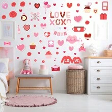 4入組情人節卡通心形裝飾隨機壁貼,可移除pvc材質壁貼,適用於客廳和臥室壁貼,尺寸為11.8英寸x15.7英寸x 4個 - 彩色 - 查看 6