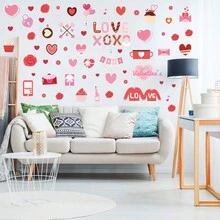 4入組情人節卡通心形裝飾隨機壁貼,可移除pvc材質壁貼,適用於客廳和臥室壁貼,尺寸為11.8英寸x15.7英寸x 4個 - 彩色 - 查看 7