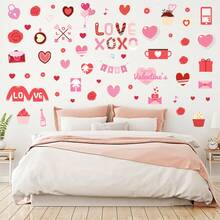 4入組情人節卡通心形裝飾隨機壁貼,可移除pvc材質壁貼,適用於客廳和臥室壁貼,尺寸為11.8英寸x15.7英寸x 4個 - 彩色 - 查看 4