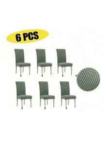 6 Protective Covers For Dining Chairs, Office, Elastic - 橄欖綠 - 查看 1