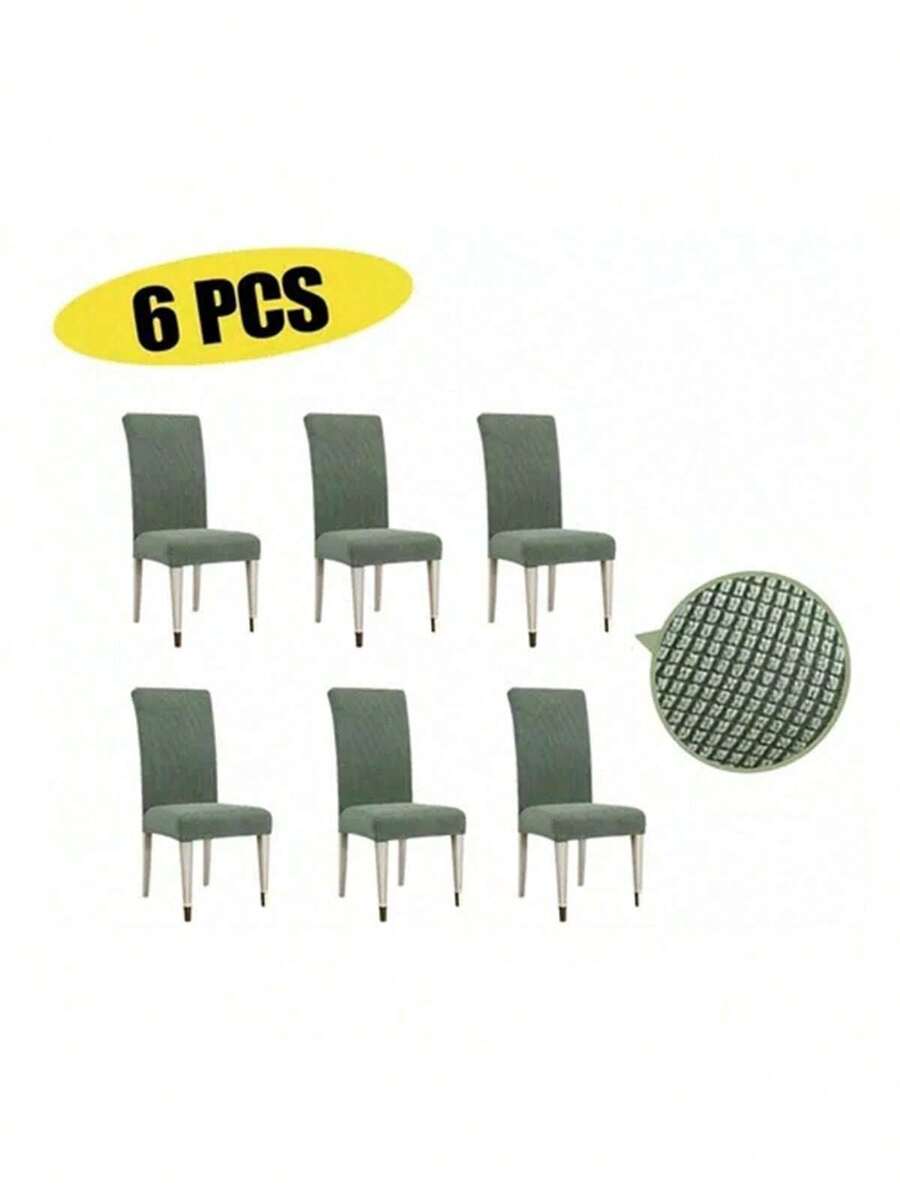 6 Protective Covers For Dining Chairs, Office, Elastic - 橄欖綠 - 查看 1