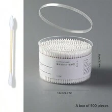 1入盒裝一次性雙頭耳部清潔&卸妝棉花棒,具有尖和圓頭 - 白色 - 查看 2