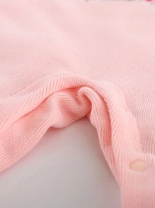 Peninsula Baby 女婴花卉兔子刺绣彼得潘领长袖连体衣 - 粉色 - 查看 6