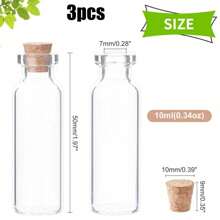 3入組迷你玻璃瓶帶軟木塞 - 適用於祈願瓶、瓶和巫術 - 適用於藝術、手工藝、婚禮和裝飾等領域 - 無色 - 查看 3