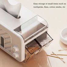 1個多功能紙巾盒,帶手機支架,白色奢華風格帶彈簧,適用於客廳和廚房 - 白色 - 查看 4