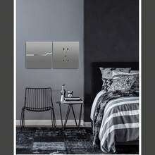 1pc 86-Type Gray Socket Panel, 16a, Household Multi-Holes Concealed Installation - Grey - View 3