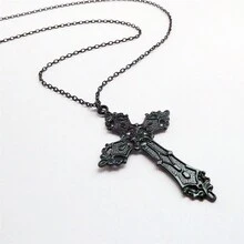 1pc Vintage Gothic Style Black Cross Pendant Necklace, Unisex, Suitable For Daily Wear And Gift Giving - Black - View 5