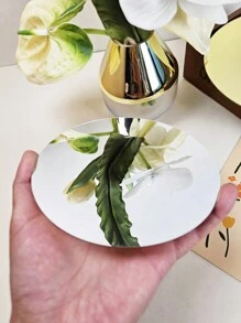 1 件金色/银色圆形亚克力镜盘双面镜盘玻璃面板镜用于婚礼装饰、圆形蜡烛托盘、派对装饰、桌面中心装饰（不含蜡烛）最佳礼物生日盘子厨房配件厨房装饰托盘水果托盘托盘装饰 - 彩色 - 查看 4