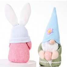 2pcs Dwarf Faceless Doll Plush Rabbit Doll Easter Bunny Gnomes Decor Cute Easter Ornaments For  Home Women Spring Decorations - Multicolor - View 7