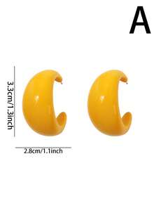 一對復古香港風格圓環耳環,新潮時尚亞克力夏日白色誇張c形耳環