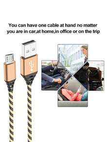 6FT/2M Micro USB Cable Android Charger, Nylon Braided Cord Compatible With Galaxy S7 S6 J7 Edge Note 5, Kindle. MP3 And More - Gold - View 5