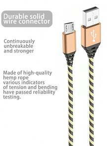 6FT/2M Micro USB Cable Android Charger, Nylon Braided Cord Compatible With Galaxy S7 S6 J7 Edge Note 5, Kindle. MP3 And More - Gold - View 4