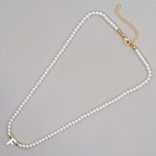 1PC Faux Pearls Stack Jewelry Handcrafted Elegant Fashion A-Z Shell Letters Boho 2024 New Beaded Necklaces For Women - Multicolor - View 30