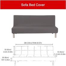 Armless Sofa Cover 3 Seater Stretch Couch Cover Elastic Slipcover For Sofa Bed Without Armrests, Anti-Slip - Grey - View 7
