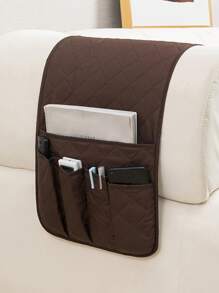 1Pc Brown Armrest Covers For Sofa With 5 Pockets, Sofa Hanging Pouch, Couch Water Absorbent Storage Bag - Brown - View 1