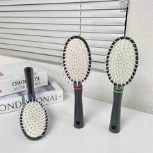 1pc New Air Cushion Massage Comb For Curling Or Straightening Hair, Ribbed Design Multifunctional Styling Comb - Black - View 8