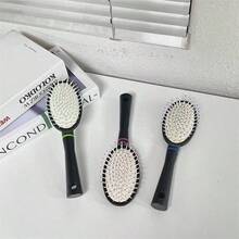 1pc New Air Cushion Massage Comb For Curling Or Straightening Hair, Ribbed Design Multifunctional Styling Comb - Black - View 3