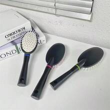 1pc New Air Cushion Massage Comb For Curling Or Straightening Hair, Ribbed Design Multifunctional Styling Comb - Black - View 5