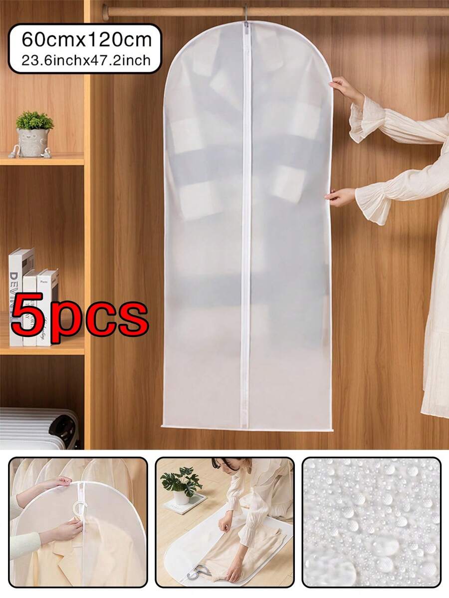 透明衣服掛塵套防水婚紗套裝外套衣櫥儲物袋保護袋衣物袋壁櫥組織器沙灘袋沙灘必備品沙灘毛巾整理器沙灘配件沙灘物品假日包夏季假期必備品 - 白色 - 查看 1