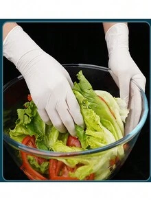 1 Set Of 20 Pairs White Disposable Gloves For Kitchen, Cleaning, Dishwashing - Pvc Latex Anti-Oil Disposable Gloves; Pvc Nitrile Synthetic Gloves For Hair Dying, Car Repair - Multi-Functional, Waterproof, Food Safety - White - View 3