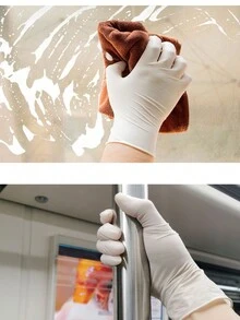 1 Set Of 20 Pairs White Disposable Gloves For Kitchen, Cleaning, Dishwashing - Pvc Latex Anti-Oil Disposable Gloves; Pvc Nitrile Synthetic Gloves For Hair Dying, Car Repair - Multi-Functional, Waterproof, Food Safety - White - View 4