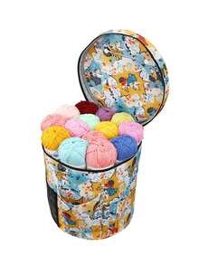 1入組印花圖案創意織品收納袋，多種款式可選，聚酯纖維製作的筒形袋，適用於儲存製作工具、家居日常用品、聖誕節和復活節的空收納袋 - 彩色 - 查看 1