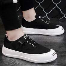 Men's Canvas Shoes, Low Cut, Casual Skateboard Shoes, Fashionable Sneakers, Versatile Footwear For Students - Black - View 2