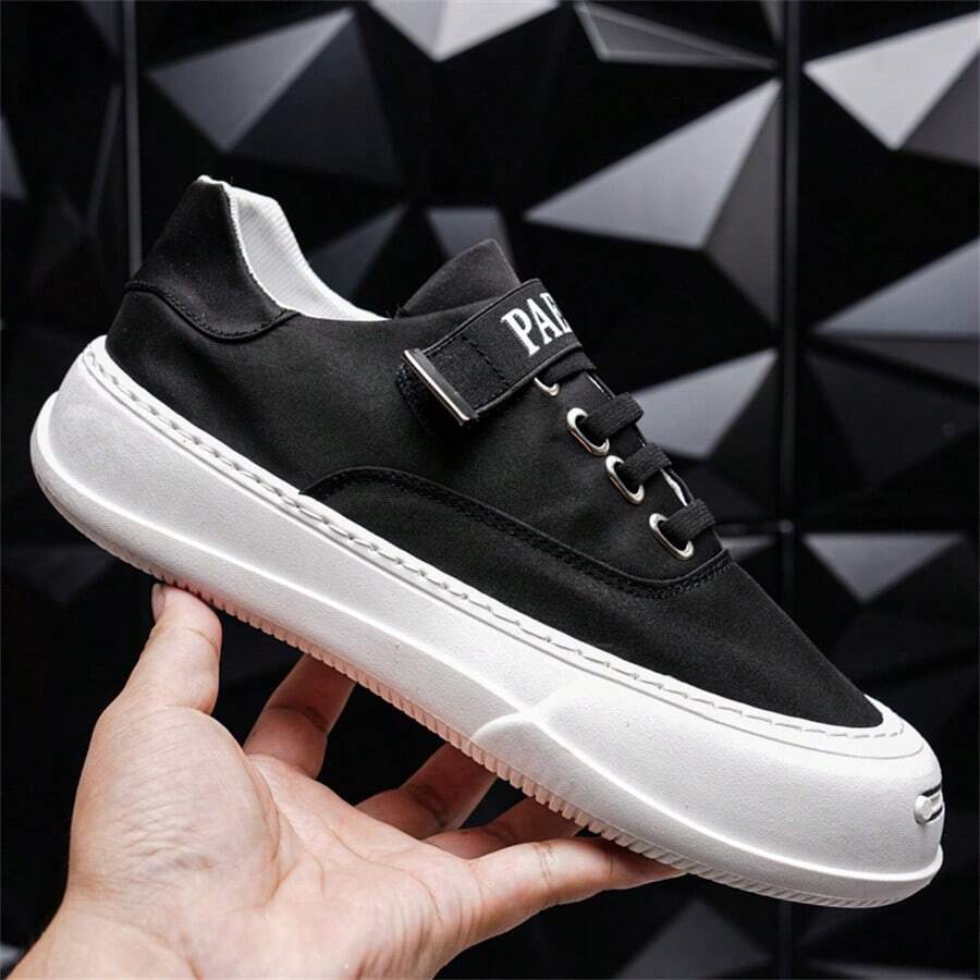 Men's Canvas Shoes, Low Cut, Casual Skateboard Shoes, Fashionable Sneakers, Versatile Footwear For Students - Black - View 1