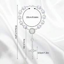 1pc Car Rearview Mirror Pendant Decoration Cross Auto  Car Hanging Accessories Add A Touch Of Elegance ToYour Car's Interior - Silver - View 2