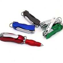 1pc Multifunctional Keychain With Nail Clippers, Foldable Ballpoint Pen, Random Color For Outdoor Travel Gift - Multicolor - View 8