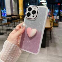 1 ốp lưng điện thoại màu trắng với khung mạ điện, trang trí hình trái tim hai tông màu chuyển sắc tự chọn, vỏ mềm TPU với miếng dán kính cường lực bảo vệ ống kính camera, tương thích với Apple, , , Oppo, chống sốc với lớp kim tuyến lấp lánh, phiên bản quốc tế, không phải phiên bản nội địa. - trắng - Xem 6