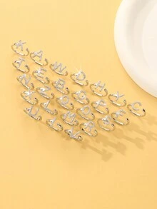 1 Pc Fashionable And Exquisite Rhinestone 26 Letter Ring Adjustable Women's Daily Life - Yellow Gold - View 3